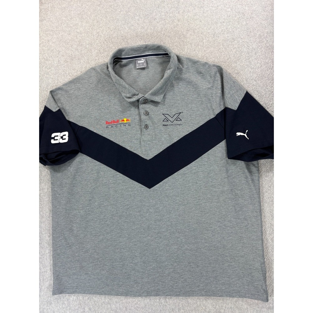 Red Bull Racing Screened Logo Short Sleeve Polo Shirt (Men's 3XL) Gray